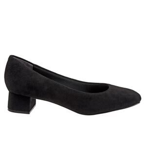 Trotters Lola T1561-003 Womens Black Suede Slip On Pumps Heels Shoes 7.5‎ Narrow